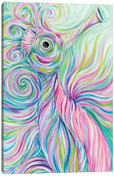 Swirly Seahorse Canvas Art Print - Seahorse Art
