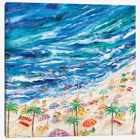 A Day At The Beach Canvas Print #ESG41} by Estelle Grengs Art Print