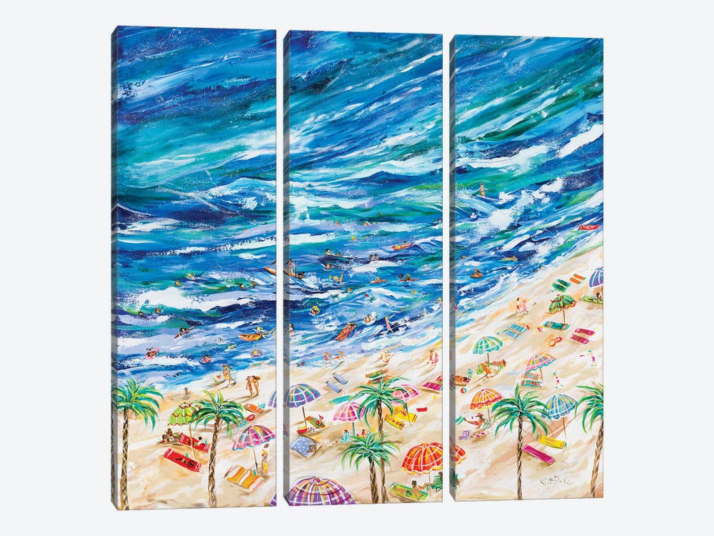 A Day At The Beach by Estelle Grengs 3-piece Canvas Wall Art