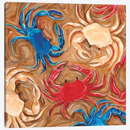 Patriotic Crabs Canvas Print #ESG43} by Estelle Grengs Canvas Art Print