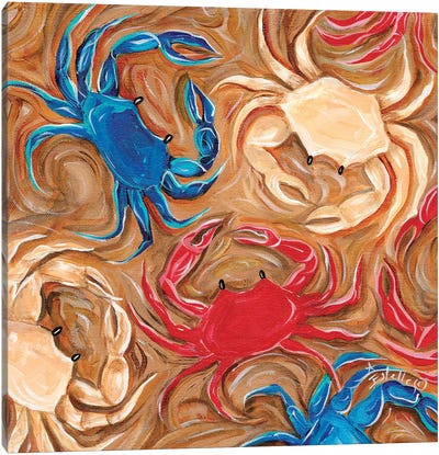 Patriotic Crabs Canvas Art Print - Crab Art