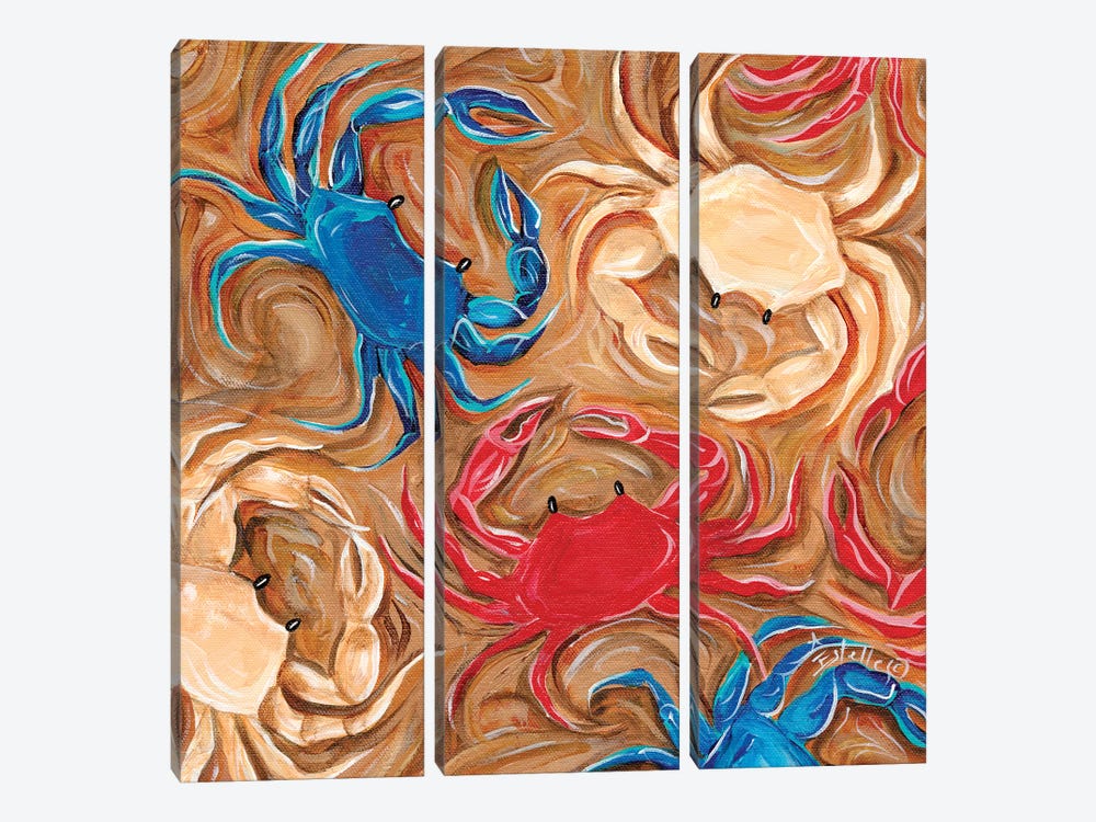 Patriotic Crabs by Estelle Grengs 3-piece Canvas Art