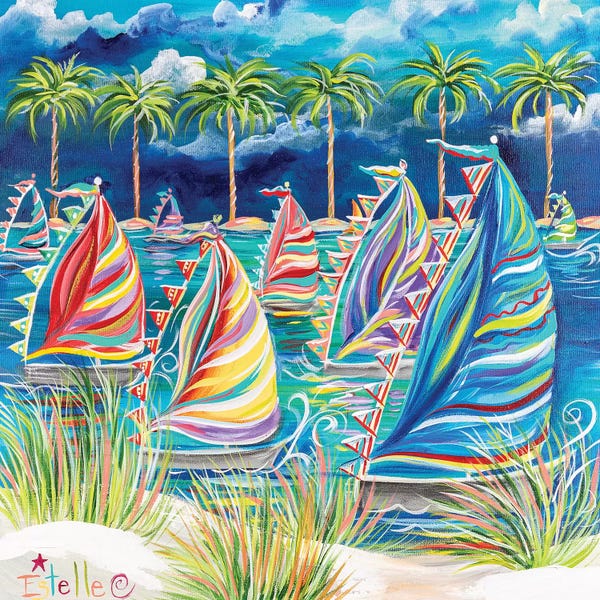 Large Coastal Art - Canvas Prints: Come Sail Away by Estelle Grengs