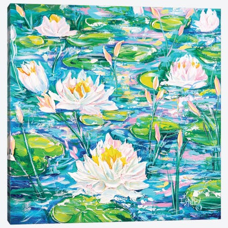 Water Lilies Afloat Canvas Print #ESG49} by Estelle Grengs Art Print