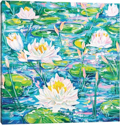 Water Lilies Afloat Canvas Art Print - Water Lilies Collection