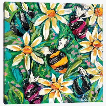 Bumbling Around Canvas Print #ESG64} by Estelle Grengs Canvas Art