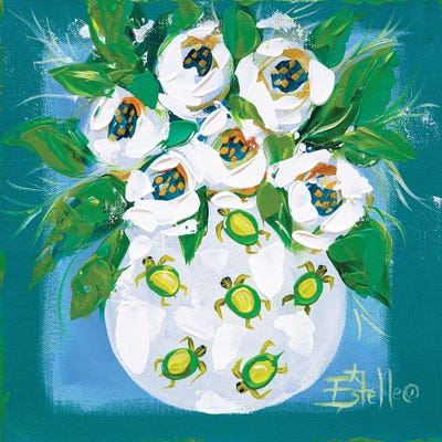 Turtle Blooms by Estelle Grengs metal wall art