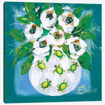 Turtle Blooms Canvas Print #ESG67} by Estelle Grengs Canvas Art
