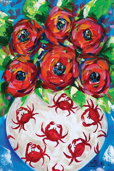 Coastal Crab Blooms by Estelle Grengs metal wall art