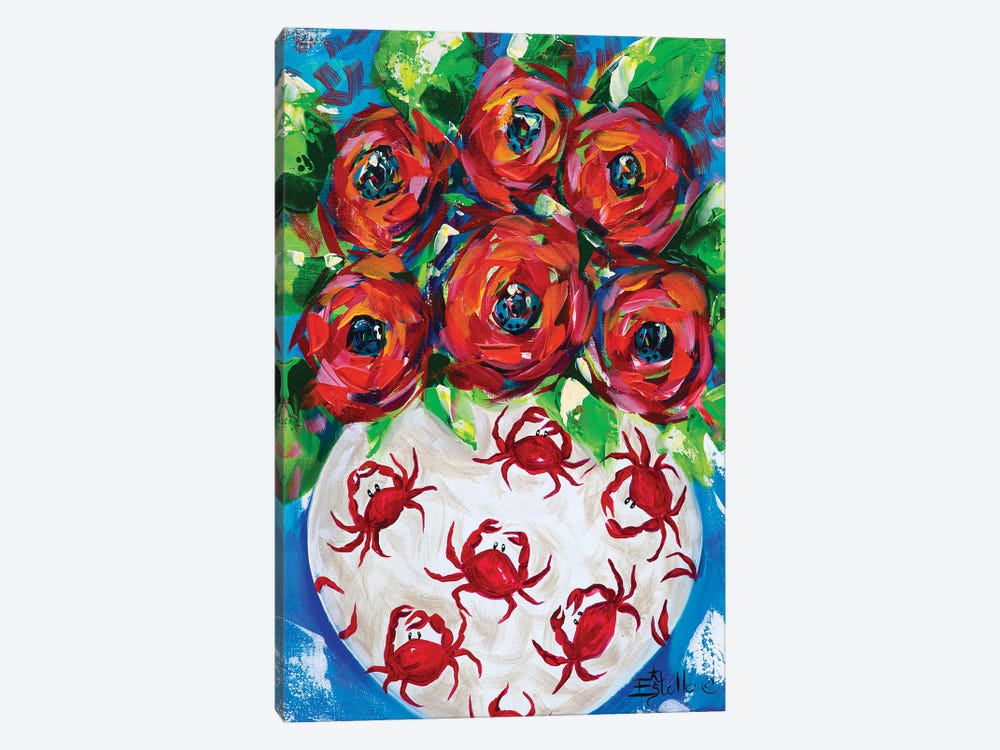 Coastal Crab Blooms by Estelle Grengs 1-piece Canvas Artwork