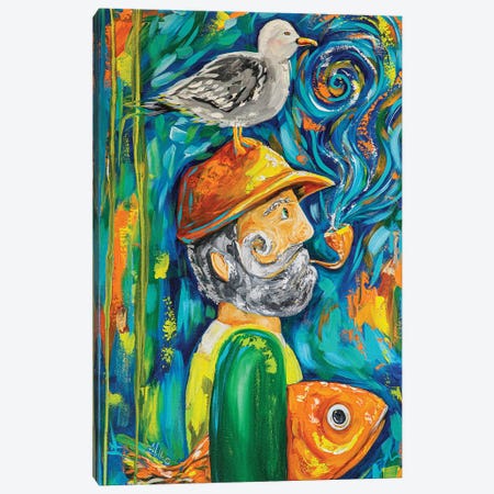 Old Salty Fisherman Canvas Print #ESG79} by Estelle Grengs Canvas Art