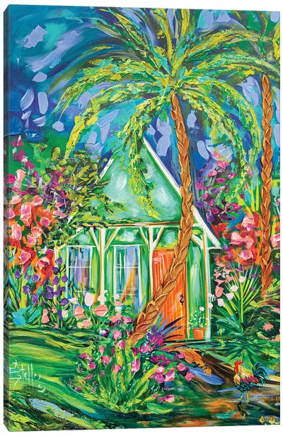 Conch House Canvas Art Print - Palm Tree Art