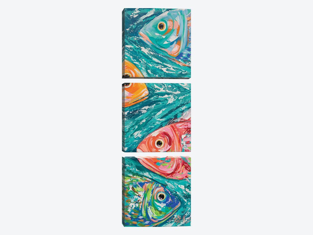 Scuba Swim School by Estelle Grengs 3-piece Canvas Art Print