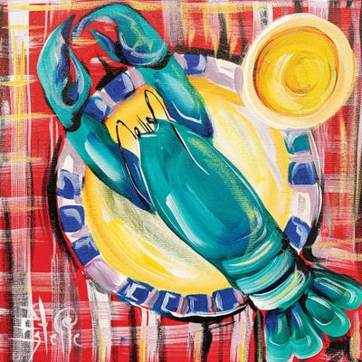 Blue Lobster And Butter by Estelle Grengs framed canvas print