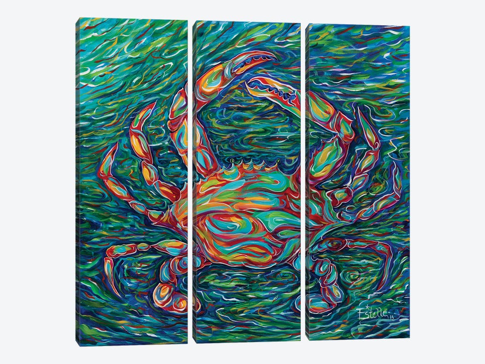 Crab by Estelle Grengs 3-piece Canvas Art Print