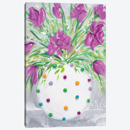 Polka Pot Purple Canvas Print #ESG96} by Estelle Grengs Canvas Print