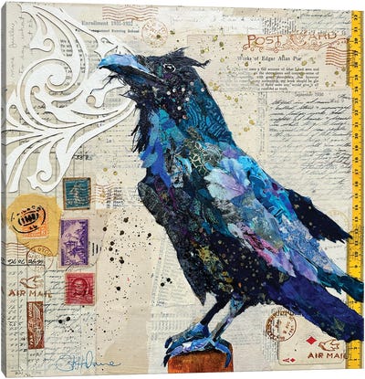 Postcard From Poe I Canvas Art Print - Animal Typography