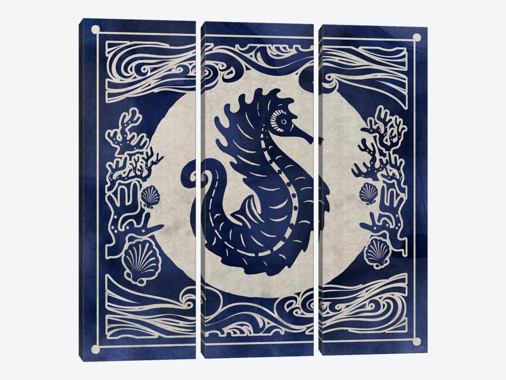 Ink Seahorse by Edward Selkirk 3-piece Canvas Print