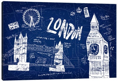 London Blue Canvas Art Print - London Travel Posters