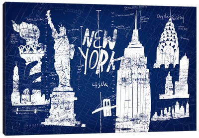 New York Blue Canvas Art Print - New York City Travel Posters
