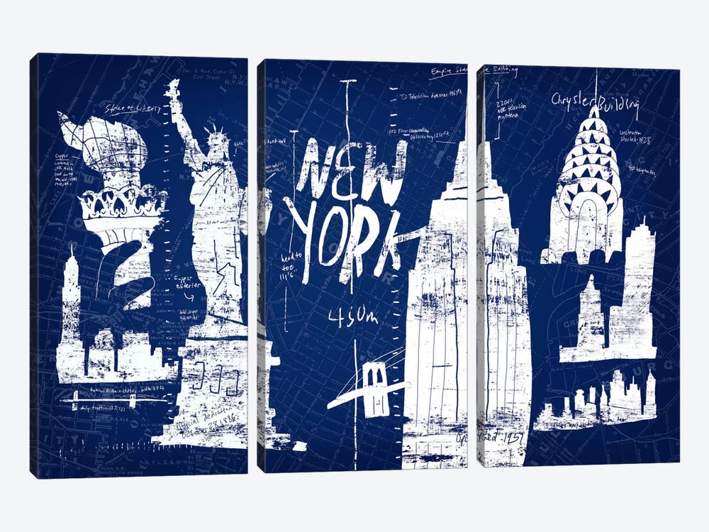 New York Blue by Edward Selkirk 3-piece Art Print