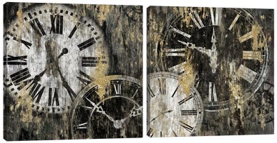 Clockwork Diptych Canvas Art Print - Clock Art