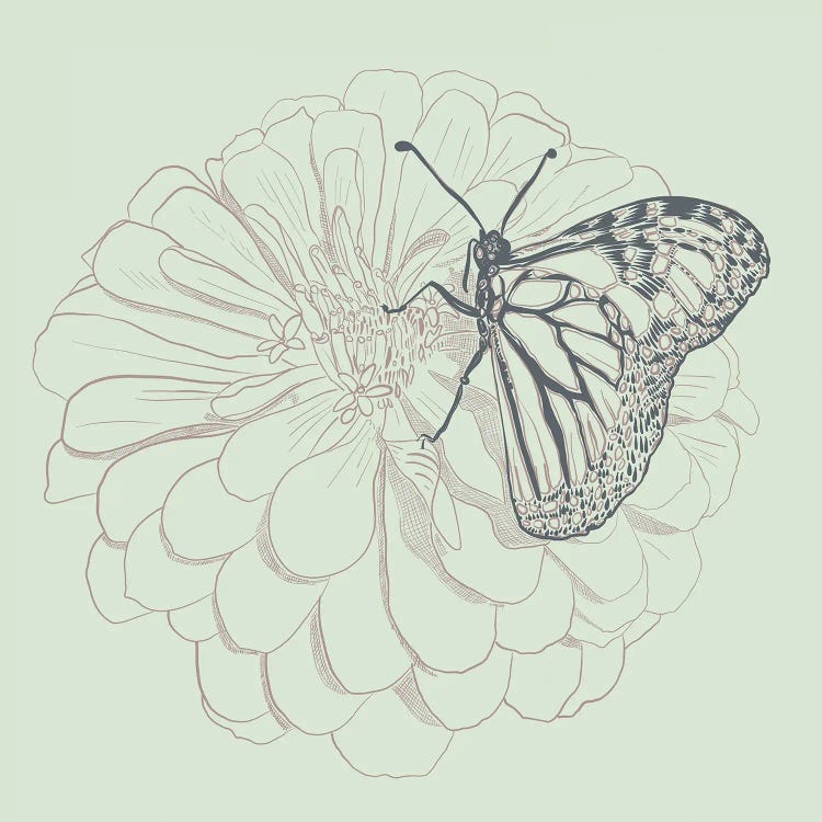 Monarch & Dahlia Linotype by Erin Sparler wall art
