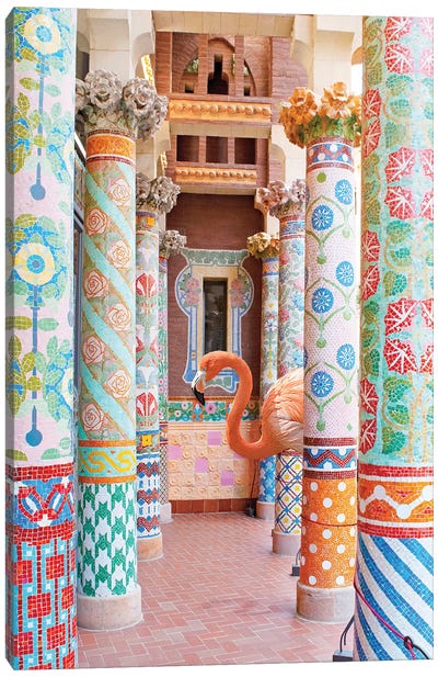 Flamingo Pillars Canvas Art Print - Column Art