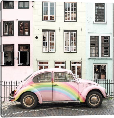 Rainbow Buggy Canvas Art Print - Volkswagen