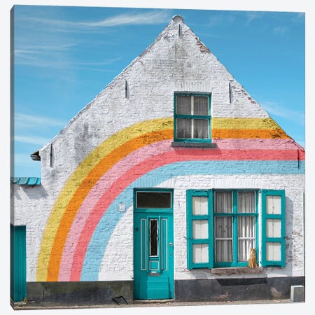 Rainbow House Canvas Print #ESM42} by Erin Summer Canvas Art Print