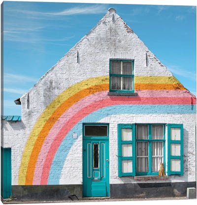 Rainbow House Canvas Art Print - Rainbow Art