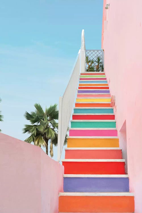 Rainbow Stairs Canvas Print by Erin Summer, rainbow ladder 