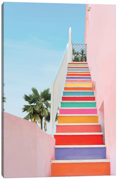 Rainbow Stairs Canvas Art Print - Stairs & Staircases