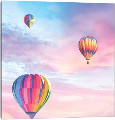 Up Up And Away Canvas Art Print - Hot Air Balloon Art