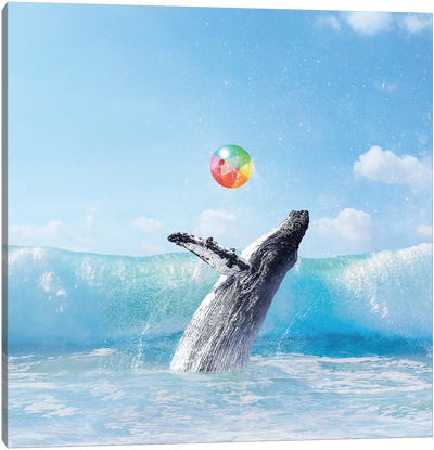Make A Splash Canvas Art Print - Humpback Whale Art