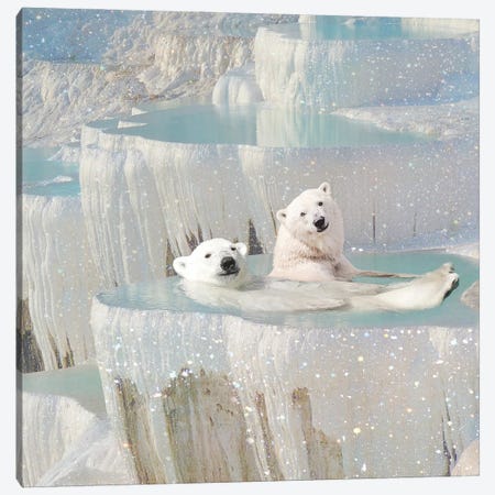 Polar Bear Dip Canvas Print #ESM92} by Erin Summer Canvas Artwork