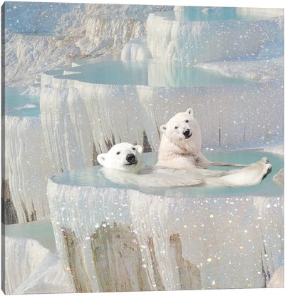 Polar Bear Dip Canvas Art Print - Glacier & Iceberg Art