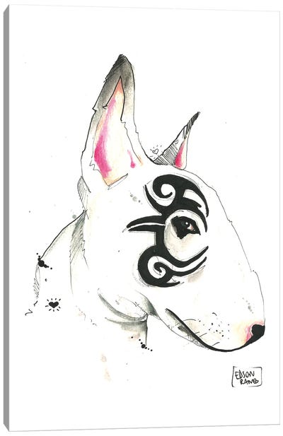 Bull Terrier Tribal Canvas Art Print - Bull Terrier Art