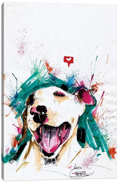 Bull Terrier Watercolor Canvas Art Print - Edson Ramos