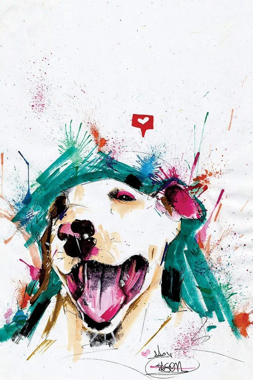 Bull Terrier Watercolor by Edson Ramos wall art