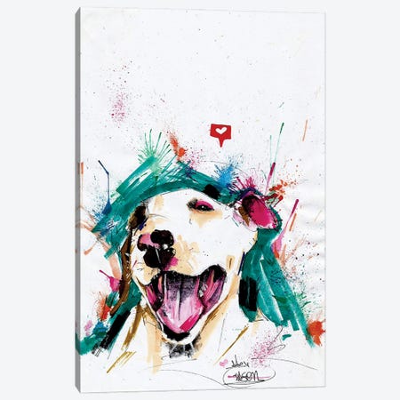 Bull Terrier Watercolor Canvas Print #ESR12} by Edson Ramos Canvas Art Print