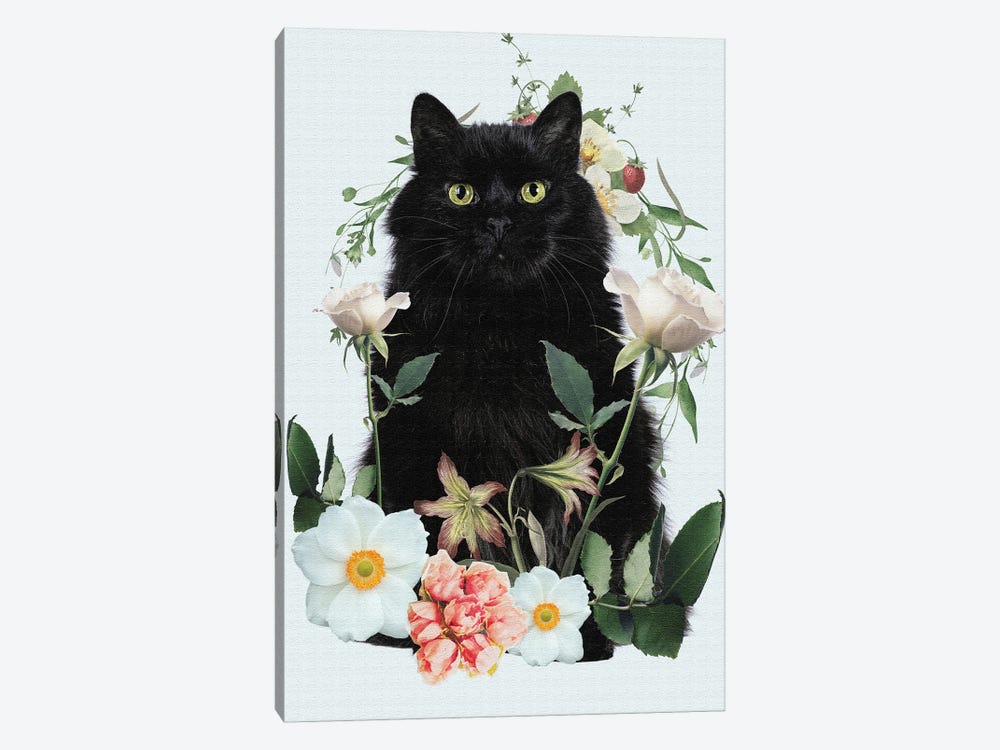 Cat Floral by Edson Ramos 1-piece Canvas Wall Art