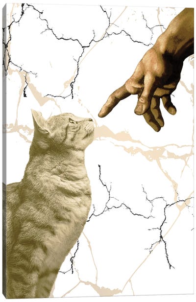 The Creation Of Adam Cat Canvas Art Print - The Creation of Adam Reimagined