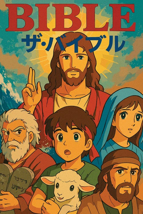 Bible Anime Poster by Edson Ramos wall art
