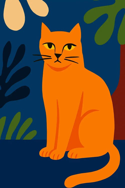 Orange Cat Matisse by Edson Ramos wall art
