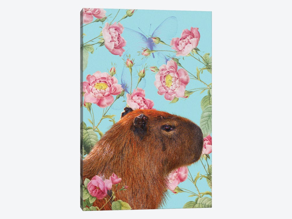 Capybara Flowers by Edson Ramos 1-piece Canvas Print