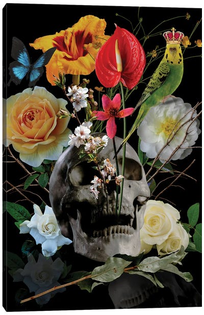 Skull And Flowers Canvas Art Print - Edson Ramos