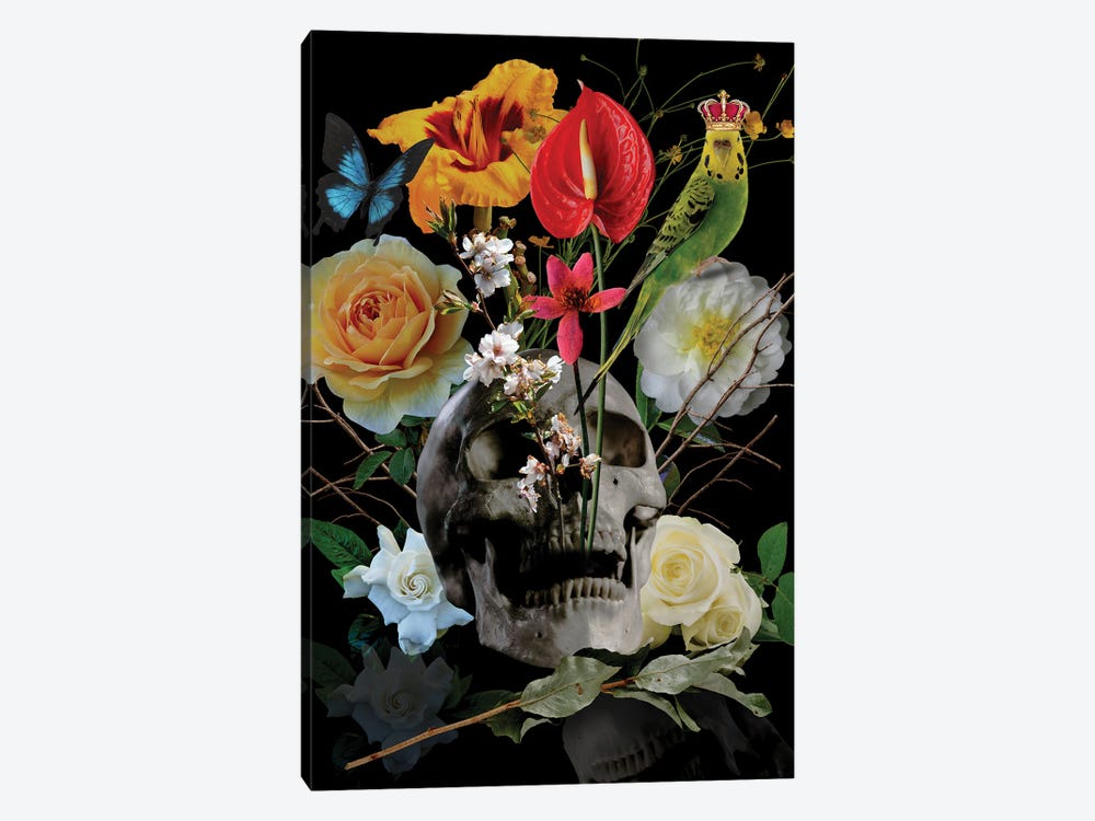 Skull And Flowers by Edson Ramos 1-piece Canvas Wall Art
