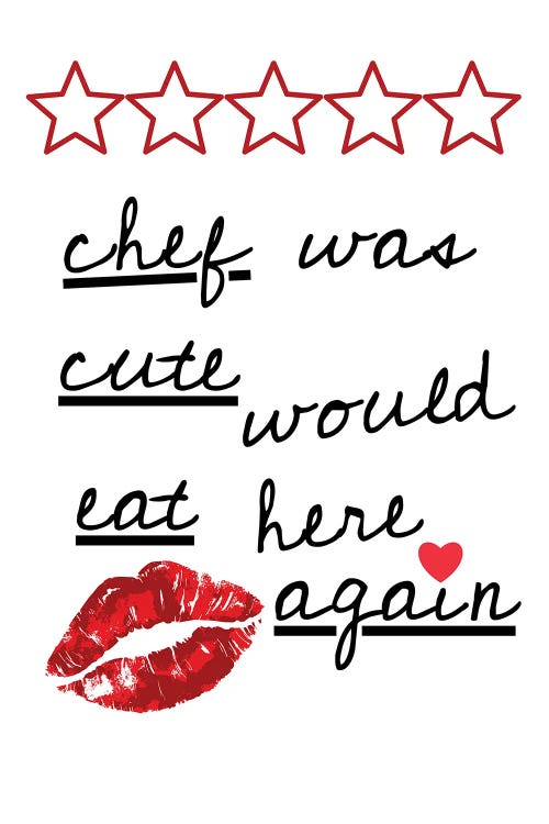 Chef Was Cute Would Eat Here Again by Edson Ramos wall art