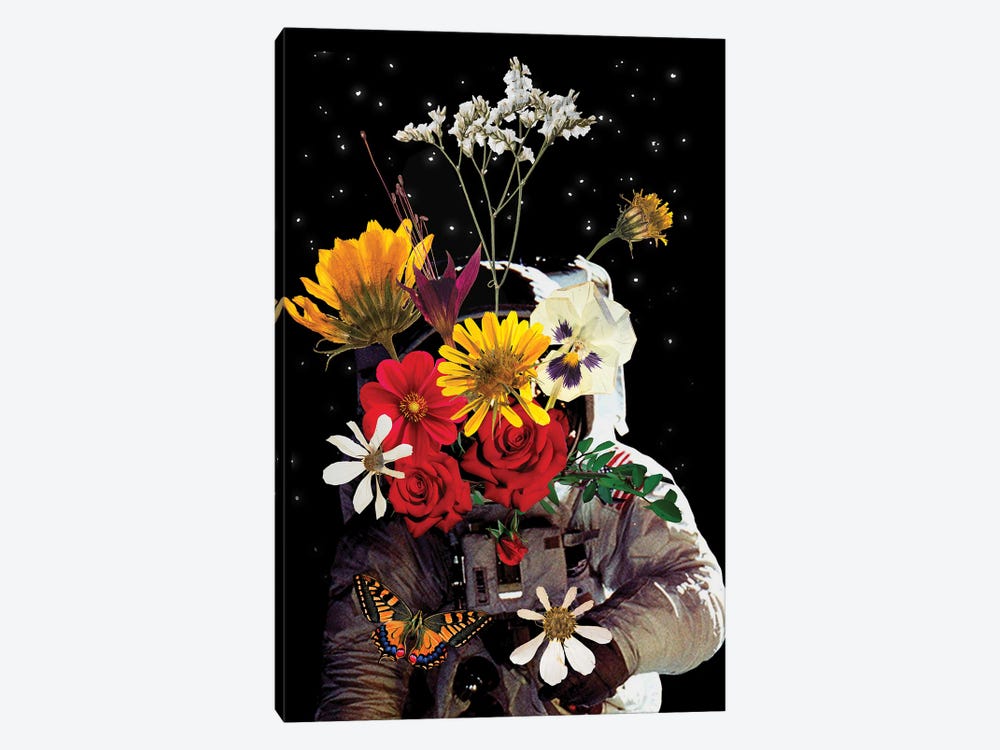 Astronaut Flowers Collage Art by Edson Ramos 1-piece Art Print